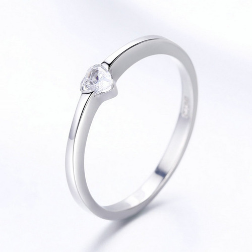 Anillo De Plata 925 Compromiso Zirconia Diamante