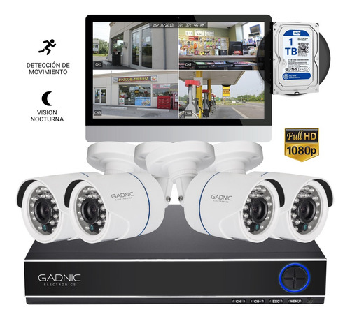 Camaras De Seguridad Hd Dvr 8ch + 4 Camaras Ir + Dico De 1tb