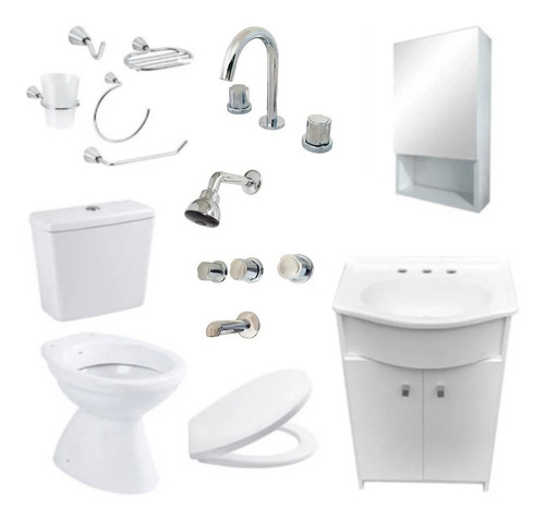 Combo Baño Completo Mueble Sanitarios Accesorios Griferías