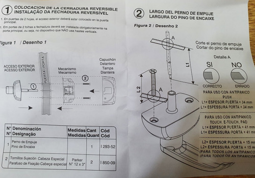 Imagen 5 de 5 de Acceso Exterior Manija Antipánico Sin Llave