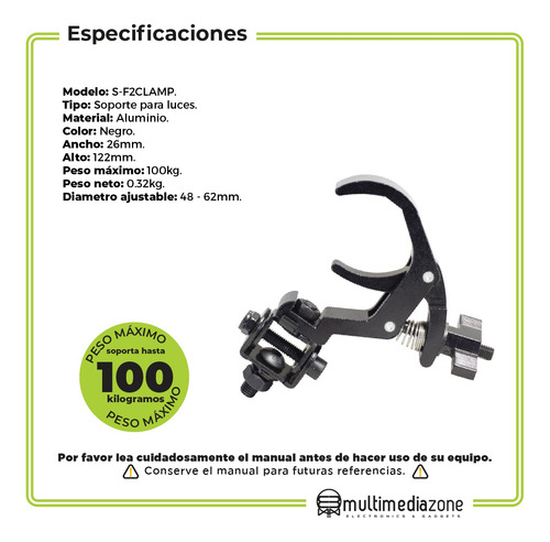 Hamburguesa Fast Clamp Aluminio Iluminacion 100kg 6 Pza