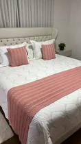 Comprar Kit Peseira Trança Trico Cama Queen 230x60cm Madrid 2 Capas
