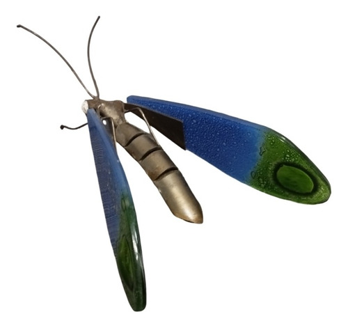 Figura Decorativa Insecto Metal Con Vidrio Mide 26 Cm 