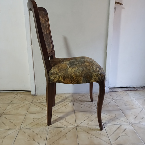 Antiguas Sillas Estilo Luis Xv Frances Juego X 6 A Restaurar Marrón Verde Musgo (Usado)