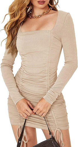 Minivestidos Bodycon Sexy Con Cordón De Manga Larga Para Muj