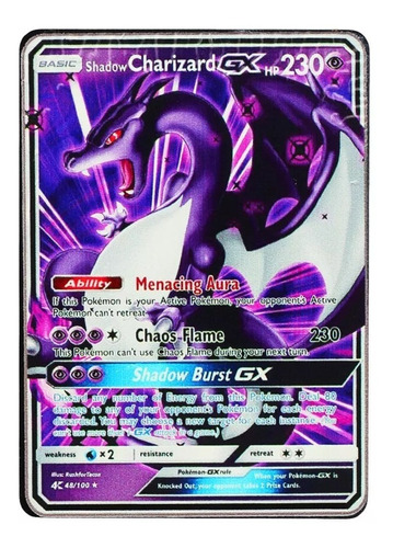 Carta Pokémon Metálica Exclusiva Shadow Charizard Gx