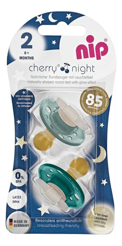 Nip Chupete Cherry Night Pack X 2. Tamaño 2. Verde