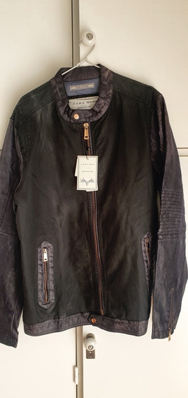 chaqueta de cuero negra hombre zara