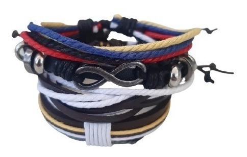 Conjunto Brazalete Pulsera Dije Infinito Moda Cuero 3 En 1