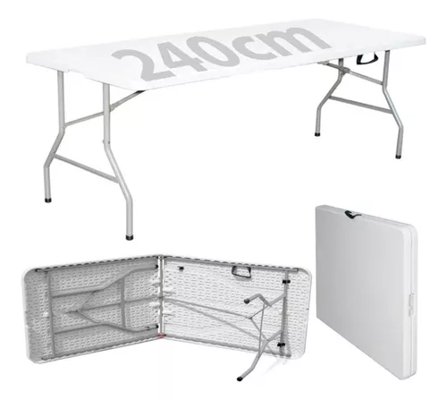 Mesa Plegable Camping Jardin Balcon Metal Y Pvc Blanca — Casa Demaria