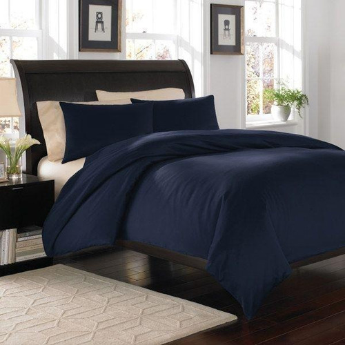 Duvet Semidoble Azul Oscuro + Plumón + Fundas 4 Pzas