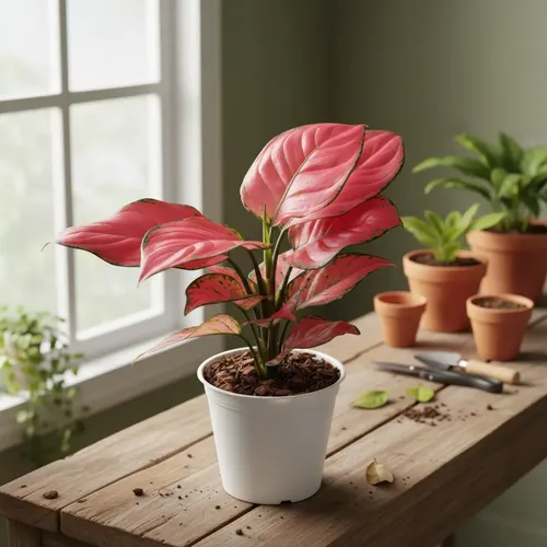 その他観葉植物 Aglaonema khan mak racha super red var Aglaonema Red Exótica Planta Natural Rara P12 20cm | Parcelamento