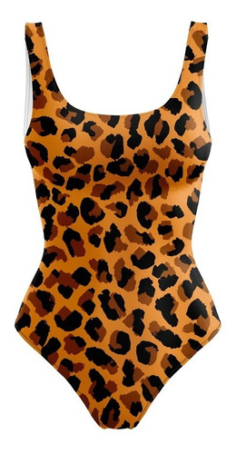 Body Maiô Estampado Feminino Animal Print Onça