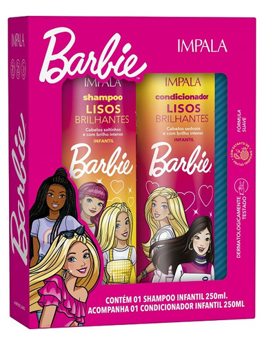  Kit Barbie Shampoo E Condicionador 250ml Lisos Brilhantes