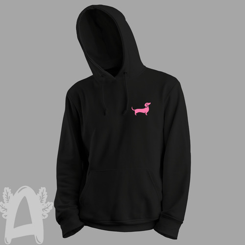 Sudadera Negra Casual Unisex Perro Salchicha Mascota Moda