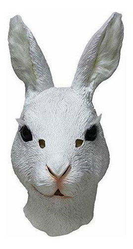 White Rabbit Bunny Head Mask Latex Full Head Animal Rabbit M