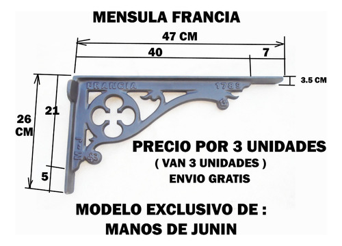 Mensula Fundicion Estante M: Francia, X 3 Unidades Envgratis