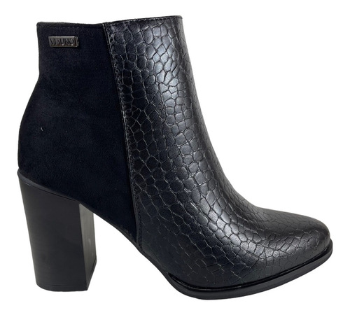 Botin Via Uno Mujer Negro Croco Cuero Pu 