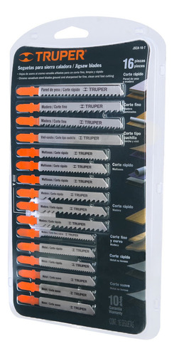 Juego Seguetas Caladora 16 Pz Zanco 't' Truper 16705