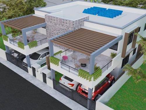 Venta De Proyecto De Casa Duplex 3 Habitaciones  En Santo Do