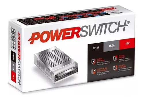 Imagen 2 de 10 de Fuente Switching Metalica 12v 17a Amp Cctv Tira Led