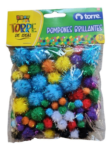 Pompones Brillantes Bolsa 75 Unidades Diferentes Tamaños