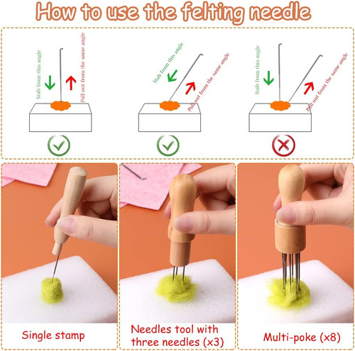 132 Pcs Needles Wool Felting Needles Tools Needle Felti...
