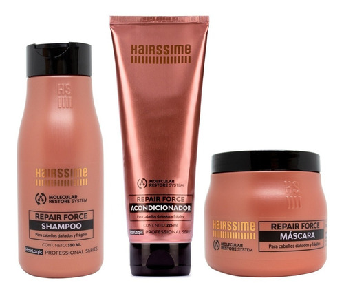 Hairssime Repair Force Kit Shampoo Enjuague Máscara Chico