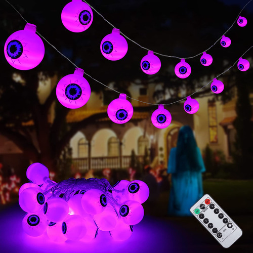 Guirnalda De Luces De Halloween Con 30 Globos Oculares Led,