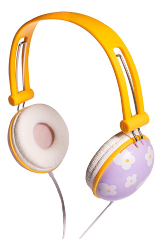 Fone De Ouvido Feminino C/ Microfone Headset Positive Vibes Cor Amarelo e lílas