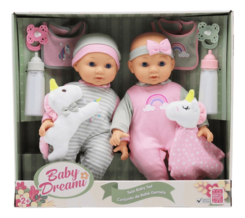 Muñecos Bebes Gemelos Con Accesorios Baby Dream Unicornio