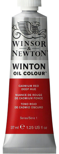 Tinta a óleo Winsor & Newton Winton 37mL - vermelho cádmio de tonalidade profunda - vermelho escuro nº 6