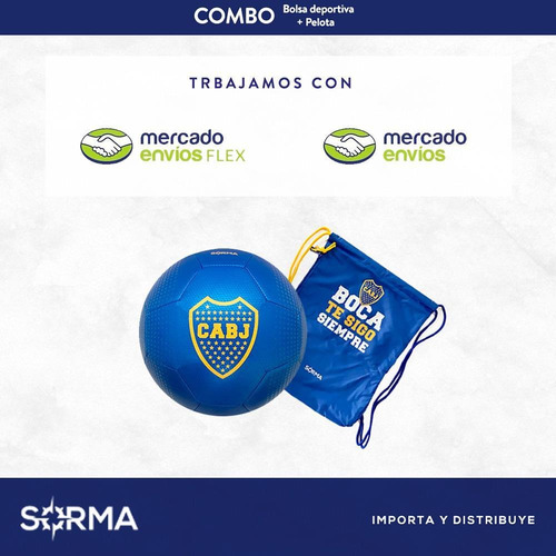 Imagen 3 de 6 de Combo Pelota N5+botinero Mochila Deportiva Boca Lic Oficial