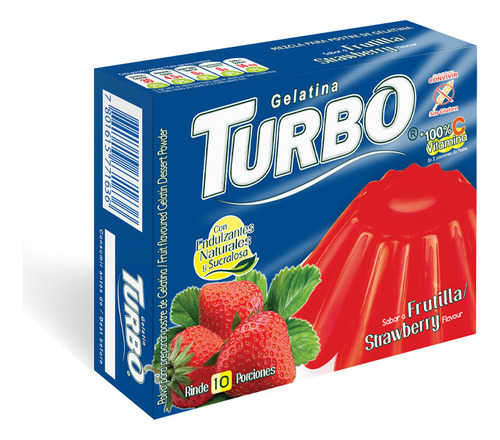 Pack 10 Jalea Gelatina Sin Gluten Turbo 10 Porciones