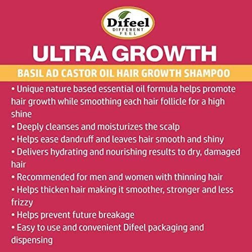Difeel Ultra Growth Basil & Castor Oil Pro Growth Shampoo 12
