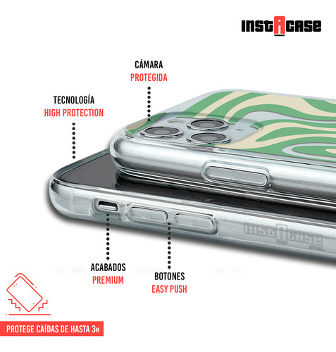 Funda Para iPhone Para Mujer Curvas Verde Con Tu Nombre