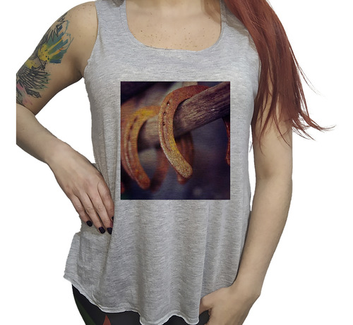 Musculosa Dama Herradura Para La Suerte Campo Caballos P2