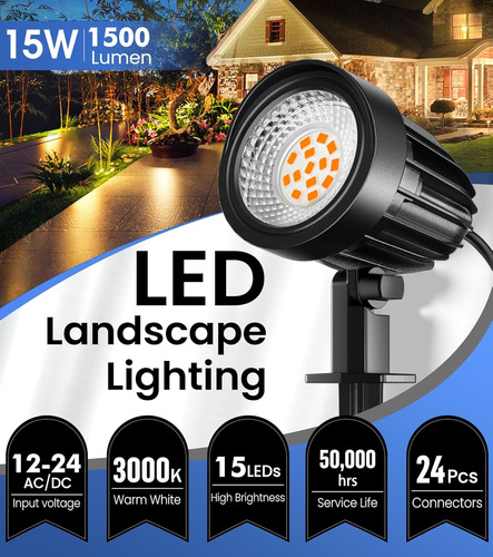 Iluminación De Paisaje De 15 W, 12 V, Luz Blanca Cálida Ip66