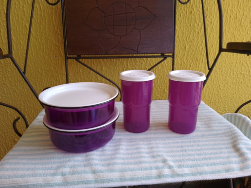 Envases Cristales Y 2 Vasos Pequeños Con Tapa Tupperware