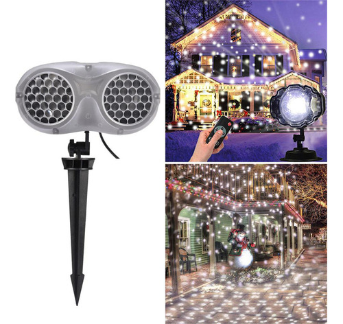 Proyector Led Con Forma De Copo De Nieve Navideño, Luz Imper