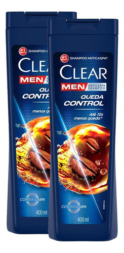 Kit 2 Shampoos Clear Men Anticaspa Queda Control 400ml