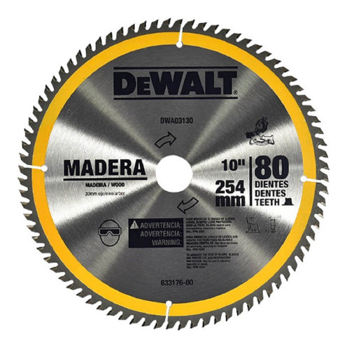 Disco De Corte Para Madera 10 Pulgadas Dewalt 80d Dwa03130