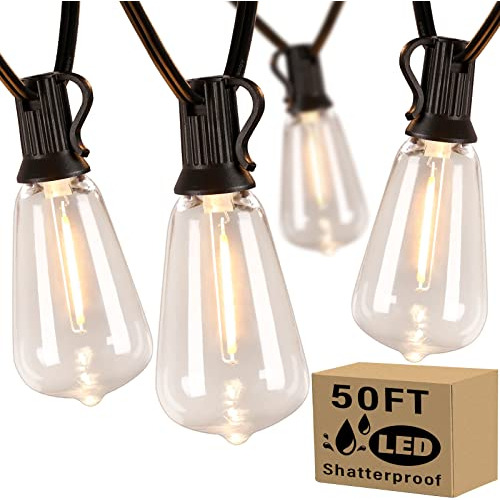 Outdoor String Lights For Patio 50ft Waterproof Connect...