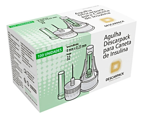 Agulha Para Caneta De Insulina 4x0,23mm Descarpack 100 Un