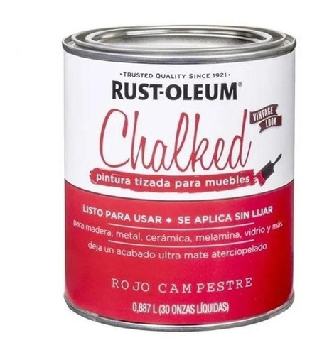 Pintura Esmalte Rust-oleum 0.9 Lt Chalk Rojo Campestre Tiza