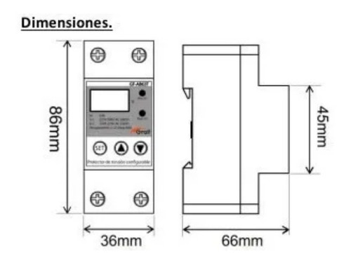 Protector De Tension Monofasico Programable Gralf Gf-ab63t