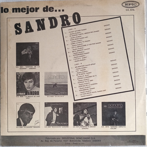 Jch- Sandro Lo Mejor De... Romantico Lp (Usado)