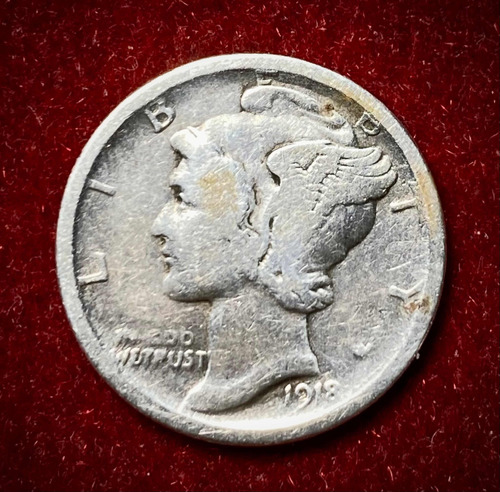 Moneda 1 Dime Estados Unidos 1918 S Km 140 Plata 0.900