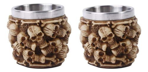 2x Taza De Cerveza Con Forma De Calavera 3d En Acero