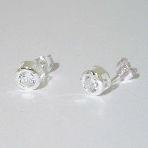 Aros Susanos Con Cubic Zircon Plata 925 Italiana 6mm